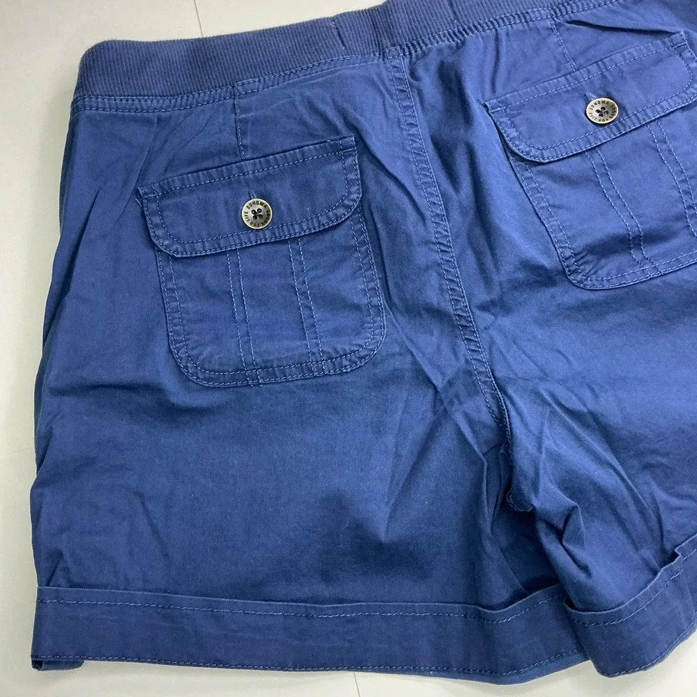 Sonoma Blue Utility Cargo Shorts Womens 10 Elastic Waist Drawstring Cuffed